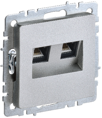 BRITE Розетка двойная RJ11+RJ45 кат.5E РК/Т12-БрА алюминий