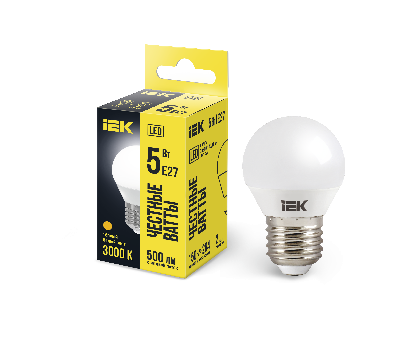 Лампа светодиодная LED 5вт E27 тепло-белый матовый шар ECO