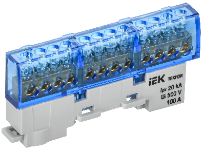 TEKFOR Шина N ноль изолированная на универсальном держателе 6х9-12-С IEK