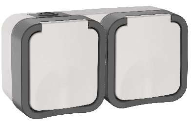 Розетка 2-местная горизонтальная TORS 16А IP55 белый
