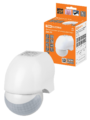 Датчик движения настенный ДДС-03 1100Вт, 5-720с, 10м, 5+Лк, 180гр, IP44,