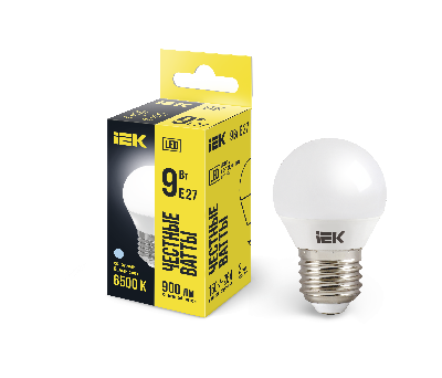 Лампа светодиодная LED 9вт Е27 дневной матовый шар ECO