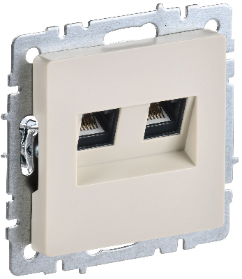 BRITE Розетка компьютерная двойная RJ45 кат.5E РК10-2-БрКр бежевый