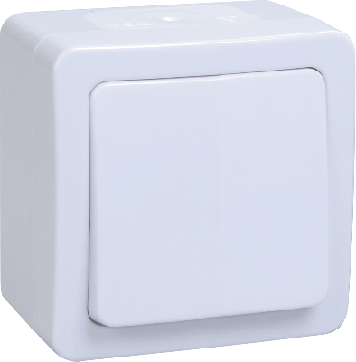 Гермес PLUS Выключатель одноклавишный проходной наружный белый IP54