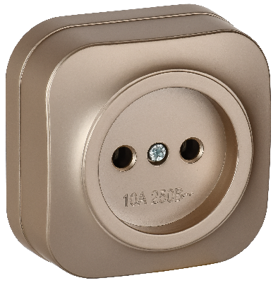 GLORY Розетка 1-местная для открытой установки без заземления без защитных шторок 10А РС20-2-ХШм шампань матовый IEK