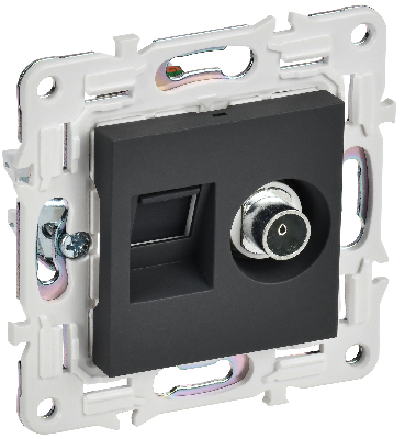 SKANDY Розетка двойная TV+RJ45 кат.5E SK-A14G графит IEK