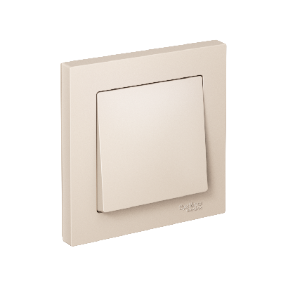 Выключатель одноклавишный ATLASDESIGN схема 1 10АХ в сборе бежевый