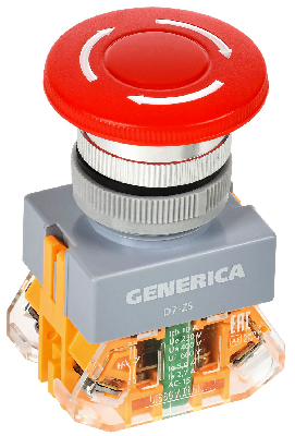 Кнопка D7-ZS Грибок d=22мм 1з+1р пов. с фикс. кр. GENERICA