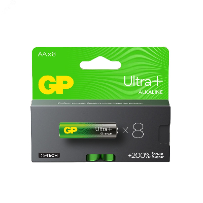 Батарейка алкалиновая c технологией G-tech GP Ultra Plus Alkaline 15А AА - 8 шт. на блистере