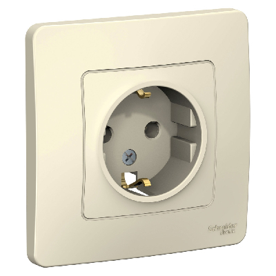 BLANCA скрытой установки розетка с заземлением без шторок, 16А, 250В, молочный