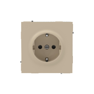 Розетка силовая, 2P+E, с заземлением без з/ш,     KANT, ванильный марципан
