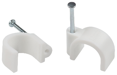 Скоба пластиковая крепежная круглая 10 мм белая NO-224-572 (50 шт/уп)